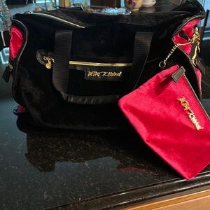 Betsy Johnson  Black and Pink Travel Bags with Gold Hardware